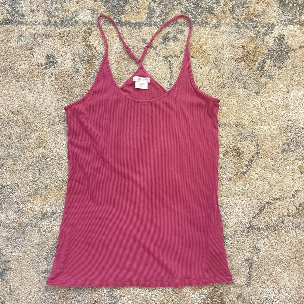 Shimera Pink Ribbed Spaghetti Strap Racerback - small